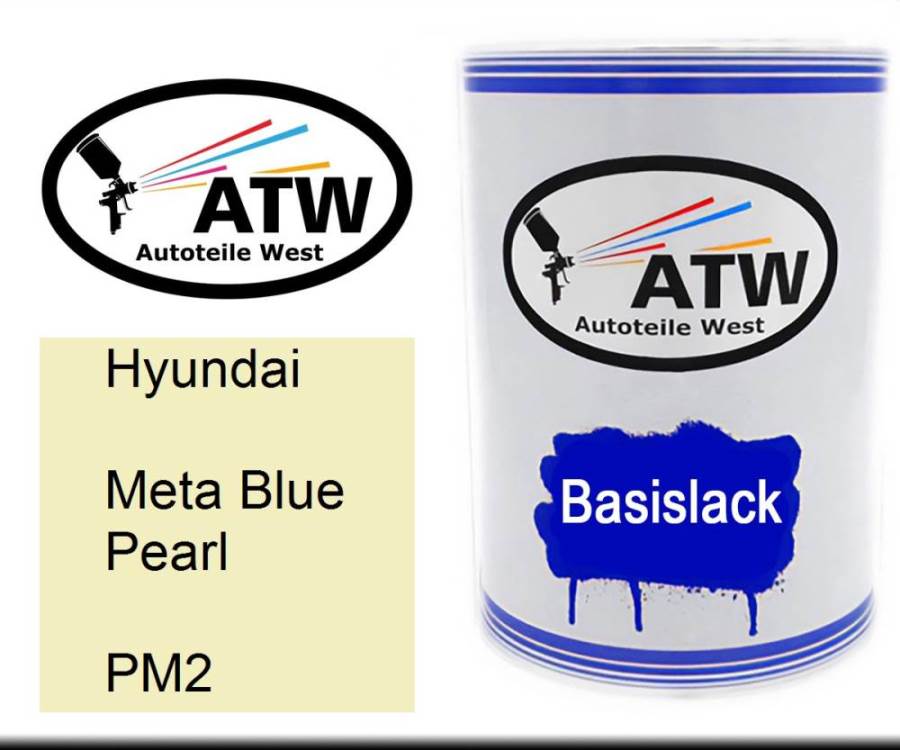 Hyundai, Meta Blue Pearl, PM2: 500ml Lackdose, von ATW Autoteile West.